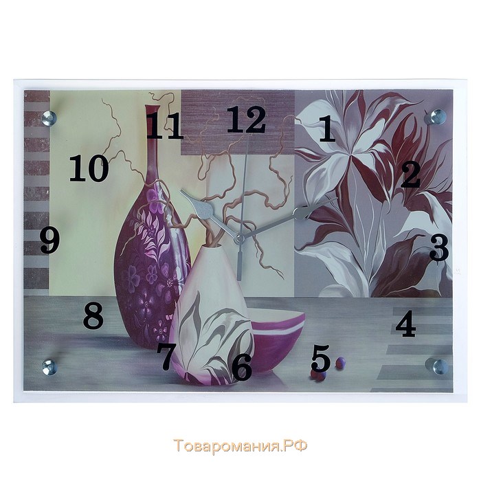 Часы настенные, серия: Интерьер, "Сиреневые вазы"25х35 см