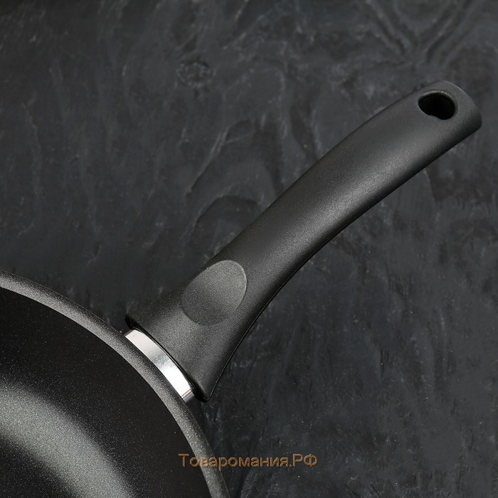 Сковорода «Традиция», 26×6 см, пластиковая ручка, стеклянная крышка, антипригарное покрытие, цвет чёрный