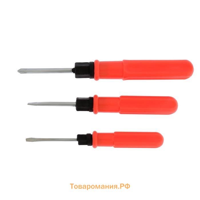 Набор отверток ЛОМ, 2 в 1, PH0/SL3×60 мм, PH1/SL5×70 мм, PH2/SL6×75 мм, 3 шт.