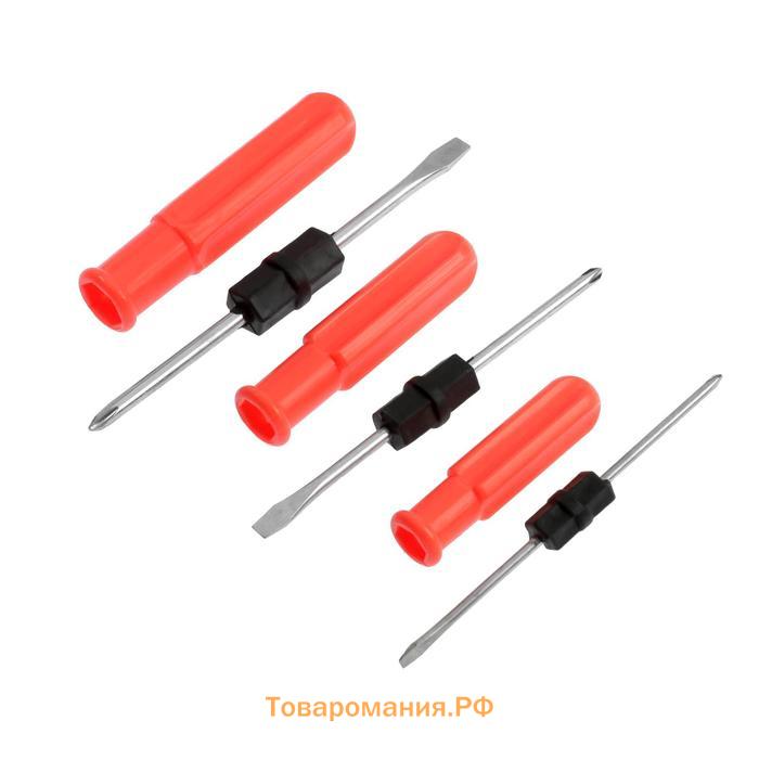 Набор отверток ЛОМ, 2 в 1, PH0/SL3×60 мм, PH1/SL5×70 мм, PH2/SL6×75 мм, 3 шт.