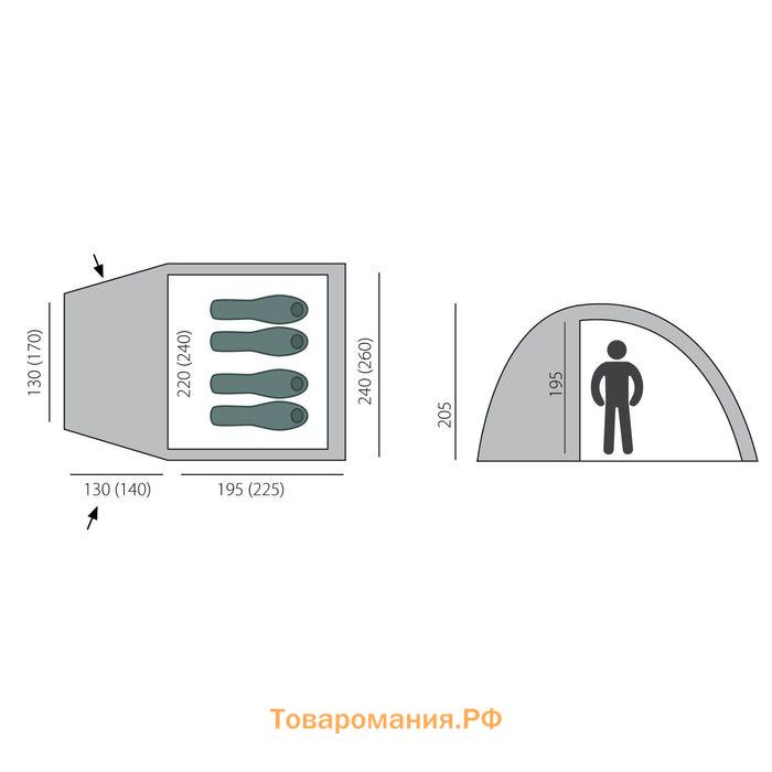 Палатка, серия Casmping Dome 4, зелёная, 4-местная