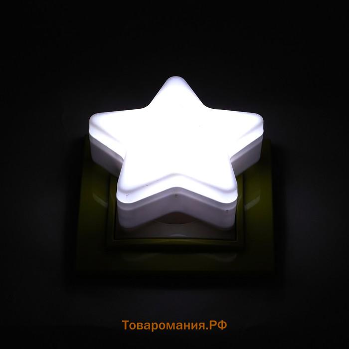 Ночник пластик LED "Звёздочка" МИКС 8х8х2,5 см RISALUX