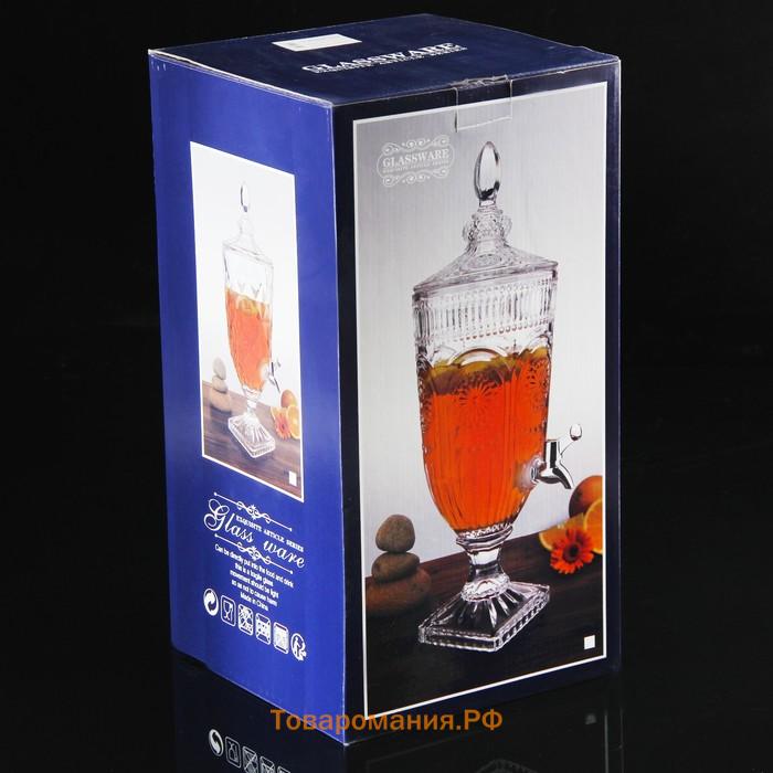 Диспенсер для напитков стеклянный Magistro «Восторг», 3 л, 17×17×50 см