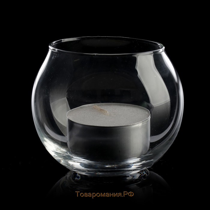 Подсвечник стекло 1 свеча "Прозрачный шар" 5х6,5х6,5 см