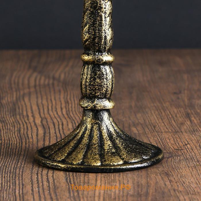 Подсвечник чугун на 3 свечи "Ажур" золотая патина 32х24х9,5 см