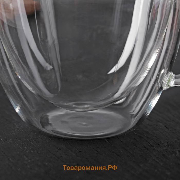 Кружка с двойными стенками Magistro «Дуо», 190 мл, стекло