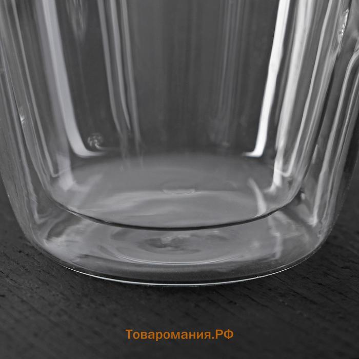 Кружка с двойными стенками Magistro «Дуо», 280 мл, стекло