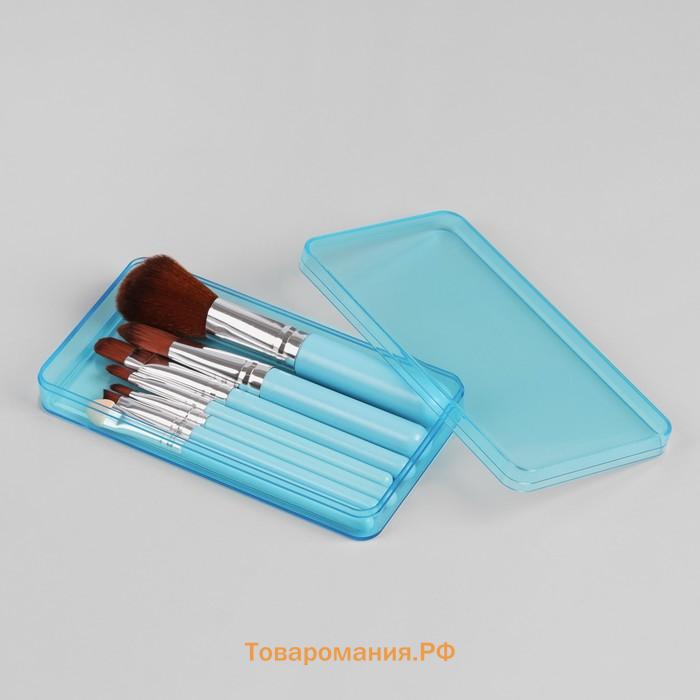 Набор кистей для макияжа, 7 предметов, в пластиковом футляре, МИКС