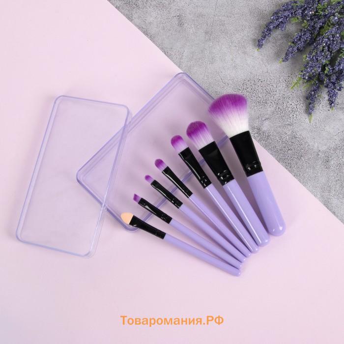 Набор кистей для макияжа, 7 предметов, в пластиковом футляре, МИКС
