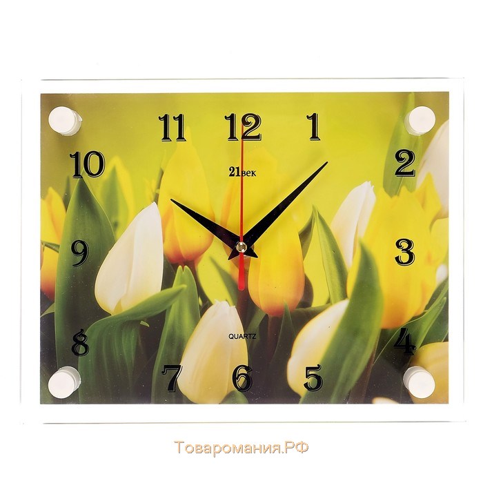 Часы настенные: Цветы, "Тюльпаны", бесшумные, 20 х 26 см