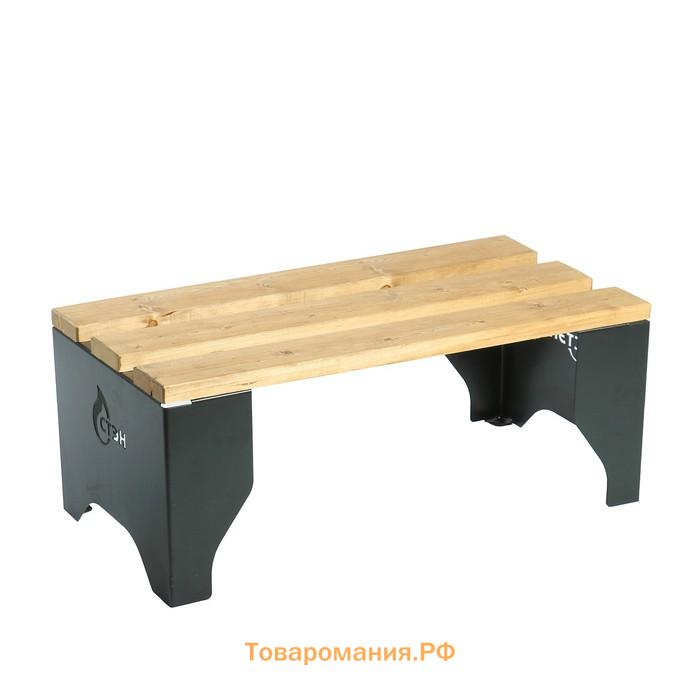 Мангал «Замок»/01, 130×61.5×235 см, с крышей, с местом под казан