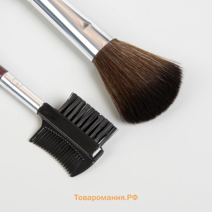 Набор кистей для макияжа, 5 предметов, тёмно-коричневый