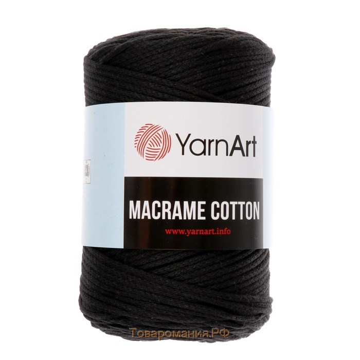 Пряжа "Macrame Cotton" 20% полиэстер, 80% хлопок 225м/250гр (750 черный)