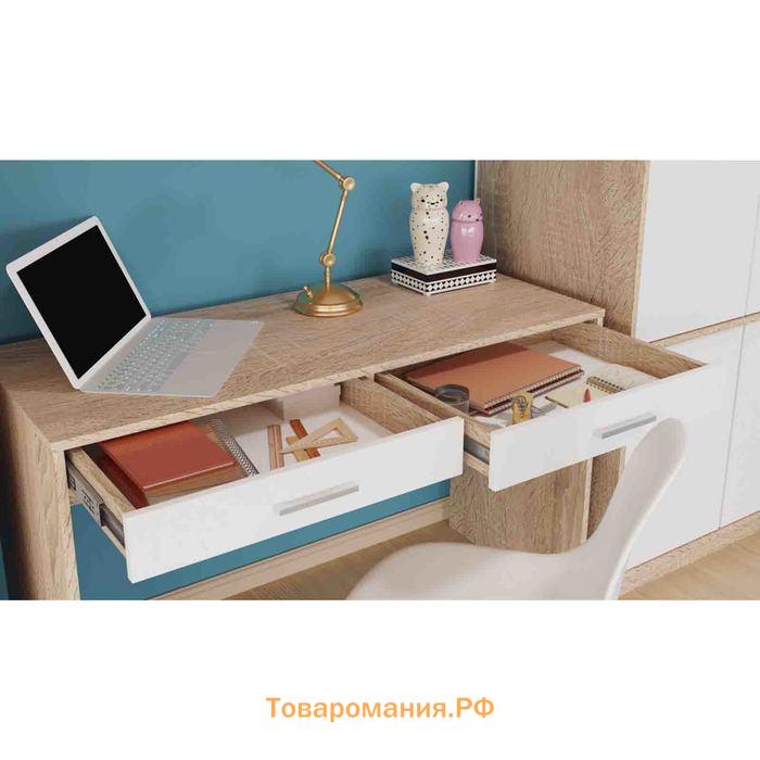 Стол письменный «Стелс 120», 2 ящика, 1200 × 500 × 750 мм, цвет дуб сонома / белый