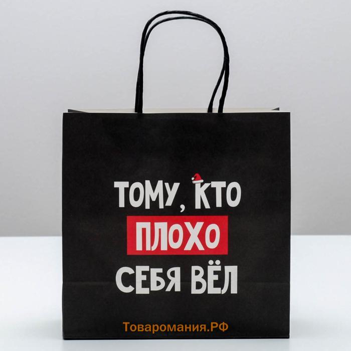 Пакет подарочный новогодний «Кто плохо себя вёл», 22 х 22 х 11 см