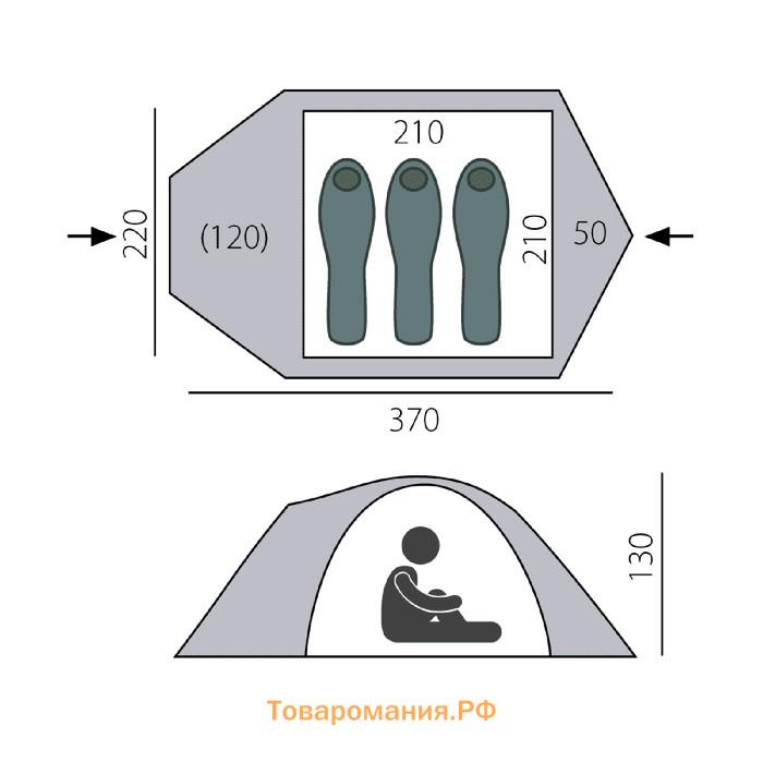 Палатка BTrace Talweg 3+, двухслойная, 3-местная, цвет зелёный