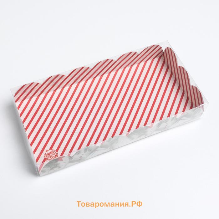 Коробка для кондитерских изделий с пластиковой крышкой «С Новым годом!», 10.5 х 21 х 3 см