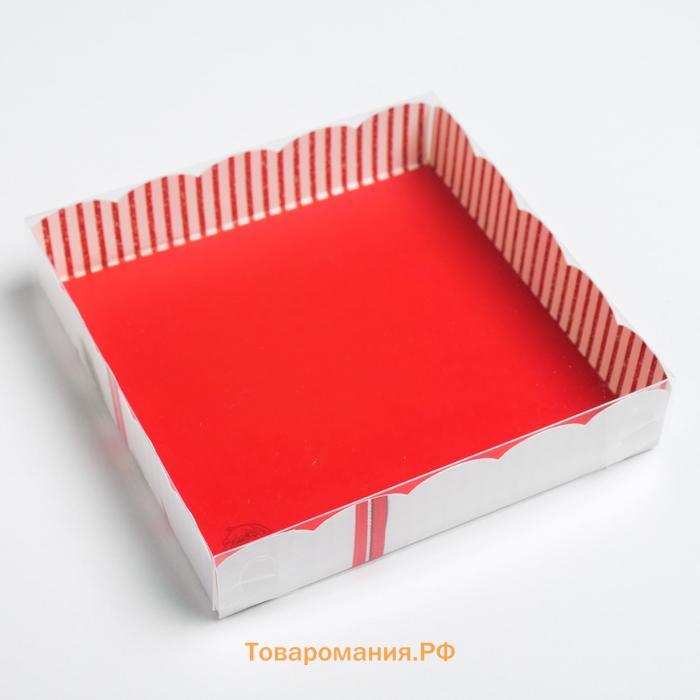 Коробка для кондитерских изделий с пластиковой крышкой «С Новым годом!», 15 х 15 х 3 см