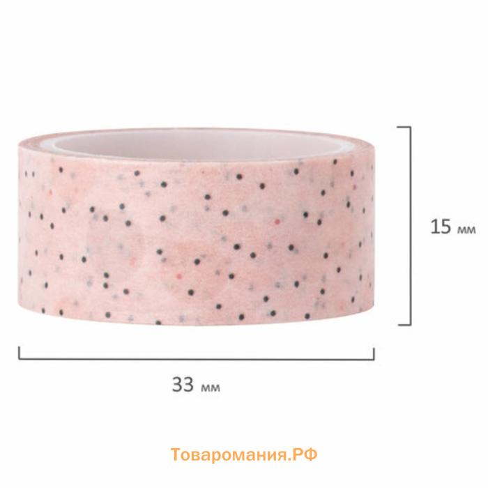 Клейкие WASHI-ленты для декора ОТТЕНКИ РОЗОВОГО, 15 мм х 3 м (набор 7 шт) рисовая бумага