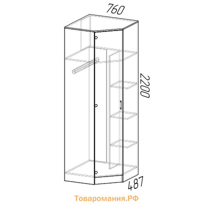 Шкаф угловой ЭКО, 760/760х2200х481, Ясень шимо темный/Ясень шимо светлый