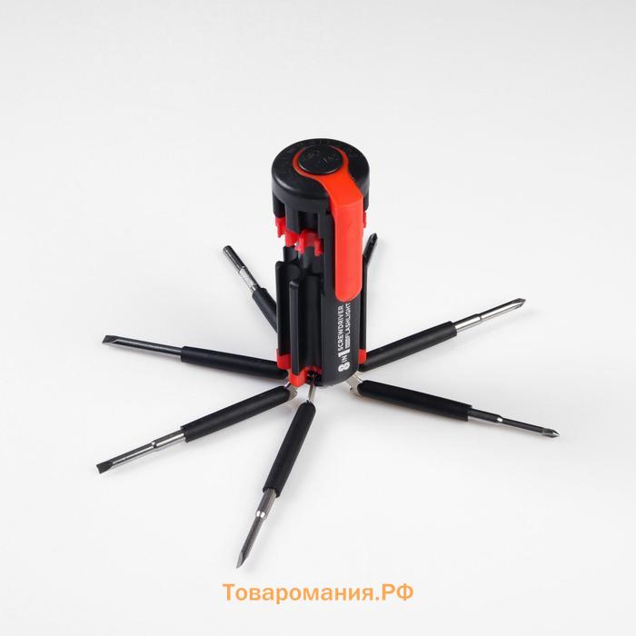 Фонарь многофункциональный, мультитул 8 в 1 «Мастер на все руки», 12×4 см, 3 ААА