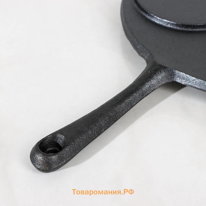 Сковорода-оладница чугунная, d=19,5 см, чугунная ручка, цвет чёрный