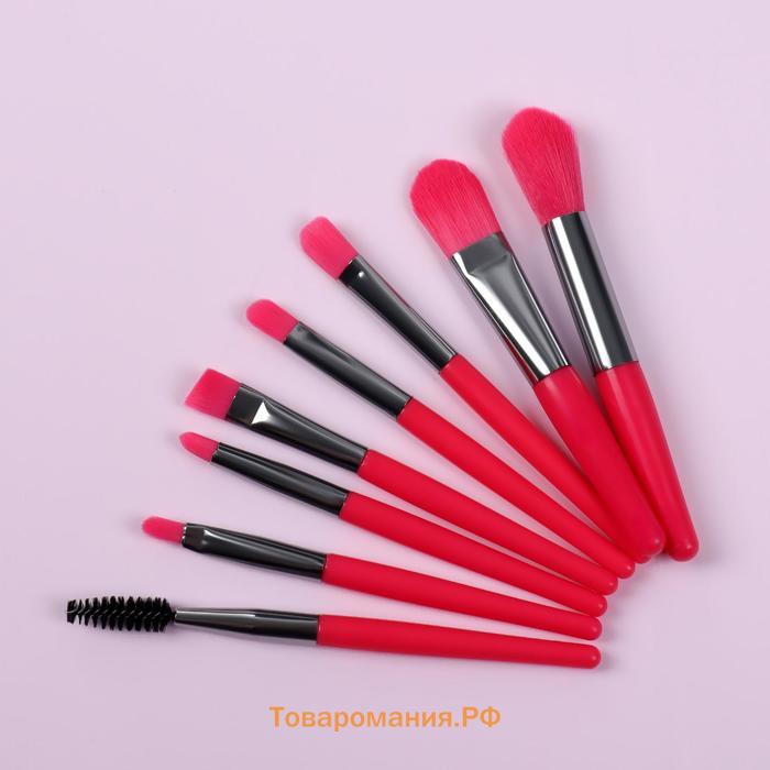 Набор кистей для макияжа Bright, 8 предметов, чехол, фиолетовый