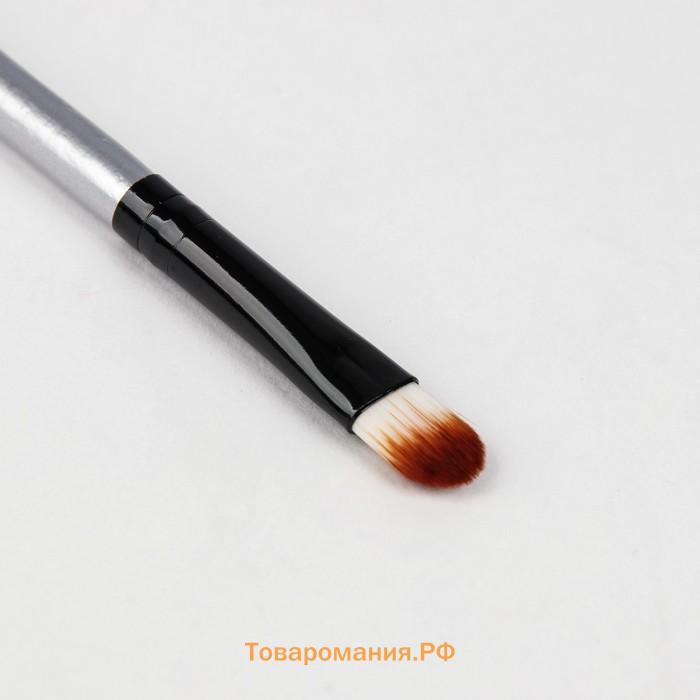 Кисть для макияжа, двусторонняя, 13.5 (± 1) см, серебристая, чёрная