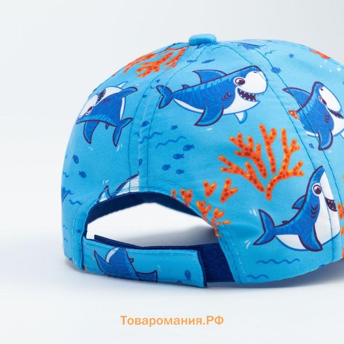 Кепка детская MINAKU "Акулы" цвет голубой, р-р 52