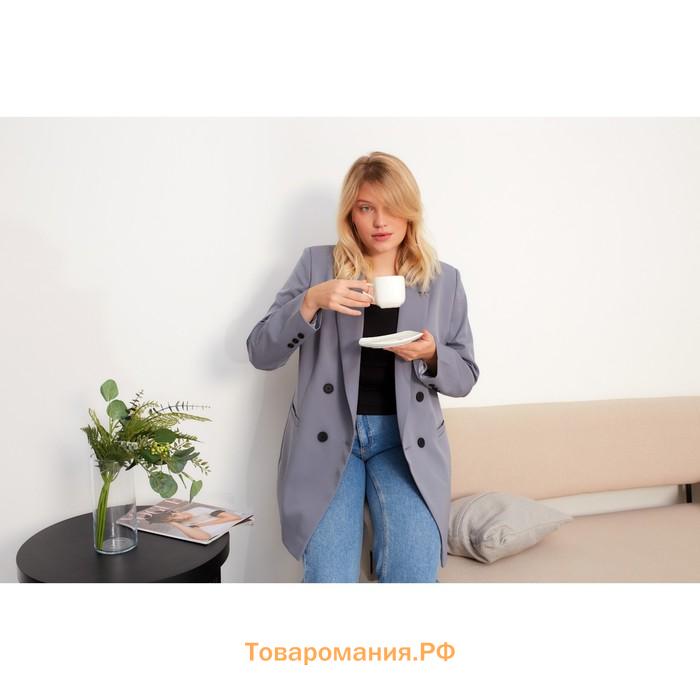 Пиджак женский двубортный MIST plus-size, размер 54, цвет серо-голубой