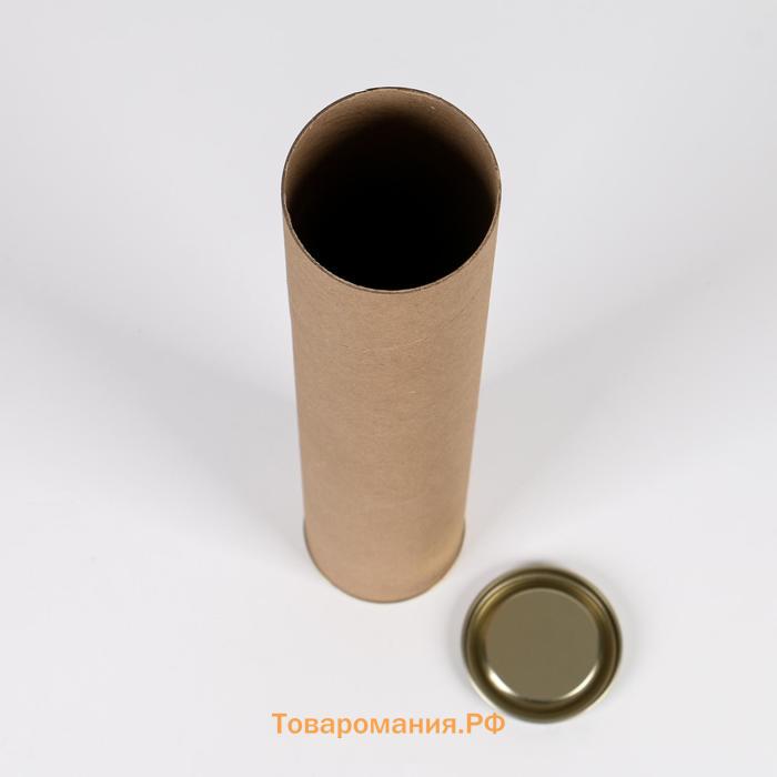 Тубус 76×490 мм (470 мм внутренняя Высота),плотный картон, металлическая крышка