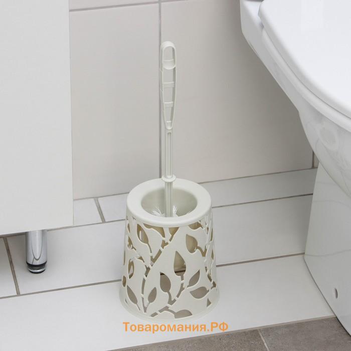 Ёршик для туалета «Флора», 14×41×41 см, белый