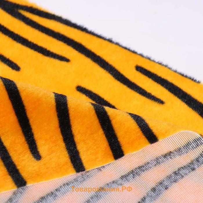 Лоскут для рукоделия, 53 × 53 см, мех тигровый яркий на трикотажной основе