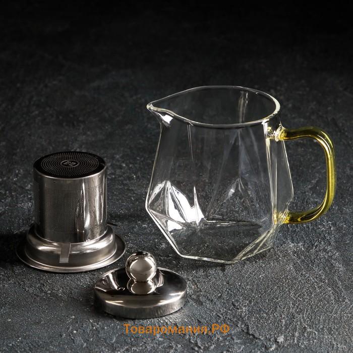 Чайник стеклянный заварочный Magistro «Льдинка», 300 мл, с металлическим ситом