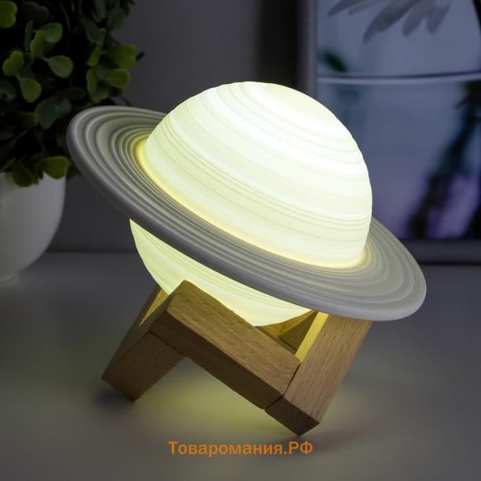 Ночник "Планета" LED USB  белый d.13 см RISALUX