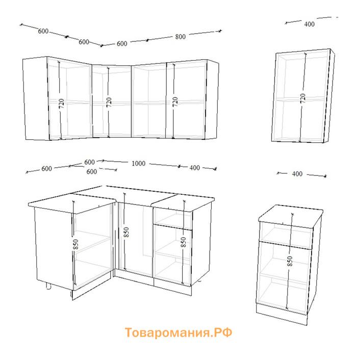 Кухонный гарнитур угловой Лофт 15, 1200х1800 мм, Дуб бунратти/Бетон темный