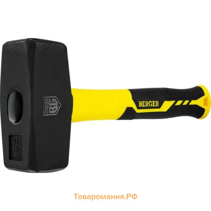 Кувалда кованая BERGER BG1517, двухкомпонентная фиберглассовая рукоятка, 1500 г