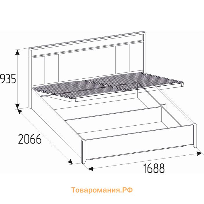 Кровать Nature 307 с подъёмным механизмом, 1600 × 2000 мм, цвет дуб табачный сraft /чёрный