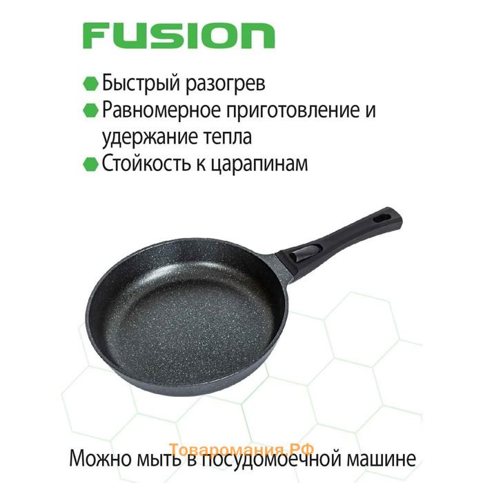 Сковорода Fusion FP2603LD, с крышкой, антипригарное покрытие, d=26 см, цвет чёрный