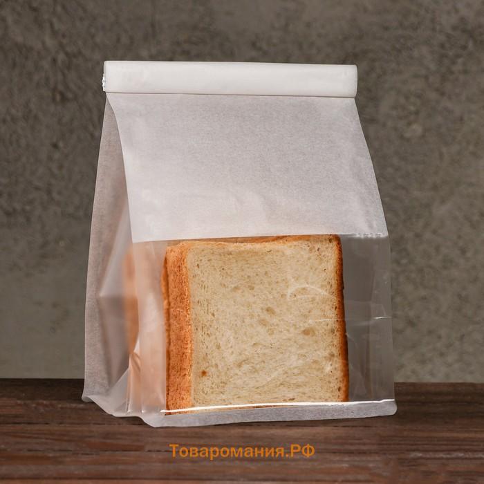 Пакет бумажный, с окном, прямоугольное дно, белый, 16×13×26 см