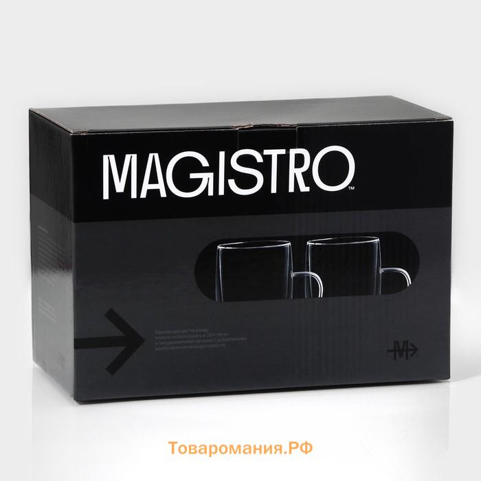 Набор кружек с двойными стенками Magistro «Дуо», 450 мл, 13×9×14.8 см, 2 шт., стекло