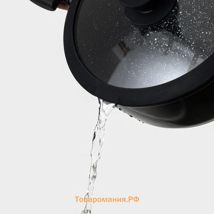 Крышка Magistro, d=20 см, со сливом, с силиконовым ободком и ручкой, жаропрочное стекло