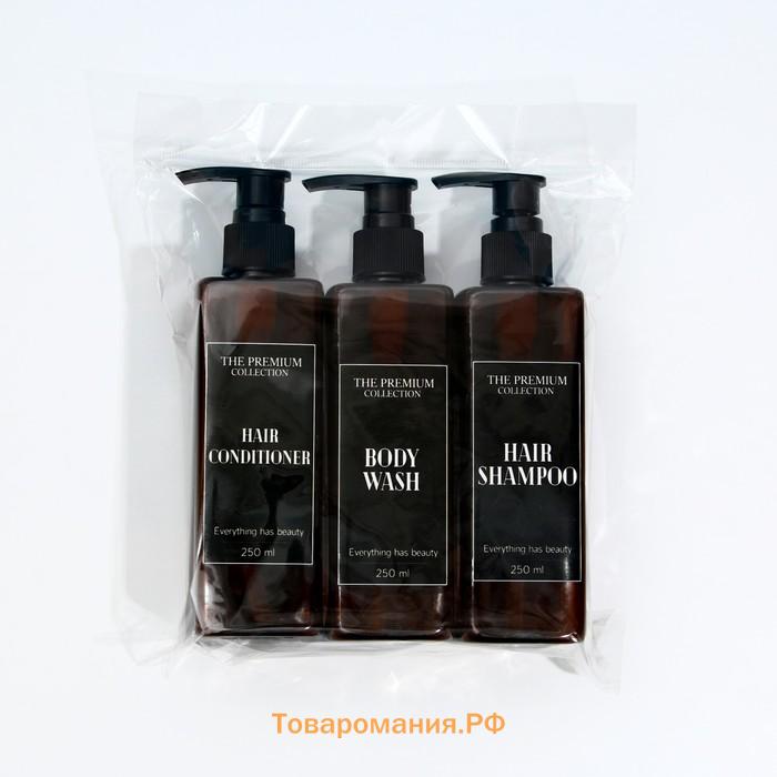 Дозатор для шампуня, кондиционера, гель для душа The premium collection, 250 мл, МИКС