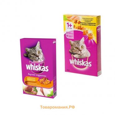 Сухой корм Whiskas для кошек, курица/индейка, подушечки, 350 г