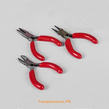 Набор инструментов для рукоделия: бокорезы - 7.5 см, круглогубцы - 8 см, тонкогубцы - 8 см, красный