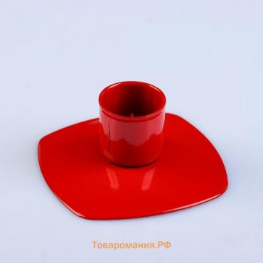 Подсвечник "Квадрат" металл на 1 свечу, 7х3 см, красный