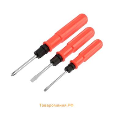 Набор отверток ЛОМ, 2 в 1, PH0/SL3×60 мм, PH1/SL5×70 мм, PH2/SL6×75 мм, 3 шт.