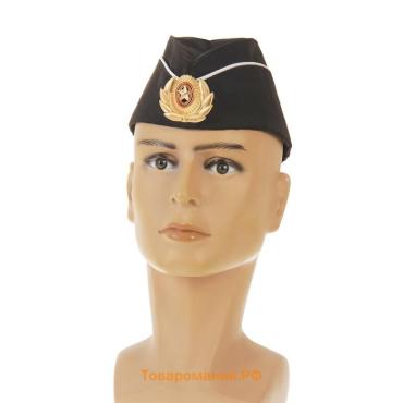 Пилотка с белым кантом, кокарда ВМФ, обхват головы 54–57 см, чёрная