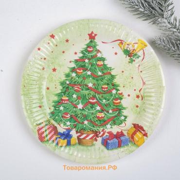 Тарелка новогодняя бумажная «Ёлочка», 6 шт.