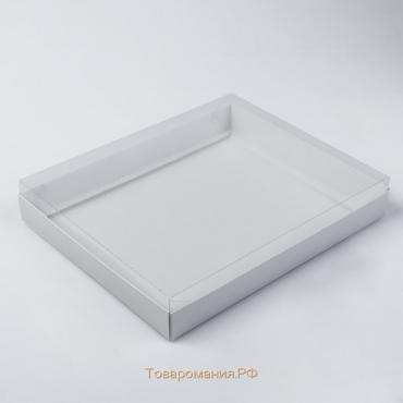 Коробка с прозрачной крышкой белая, 26 х 21х 4 см